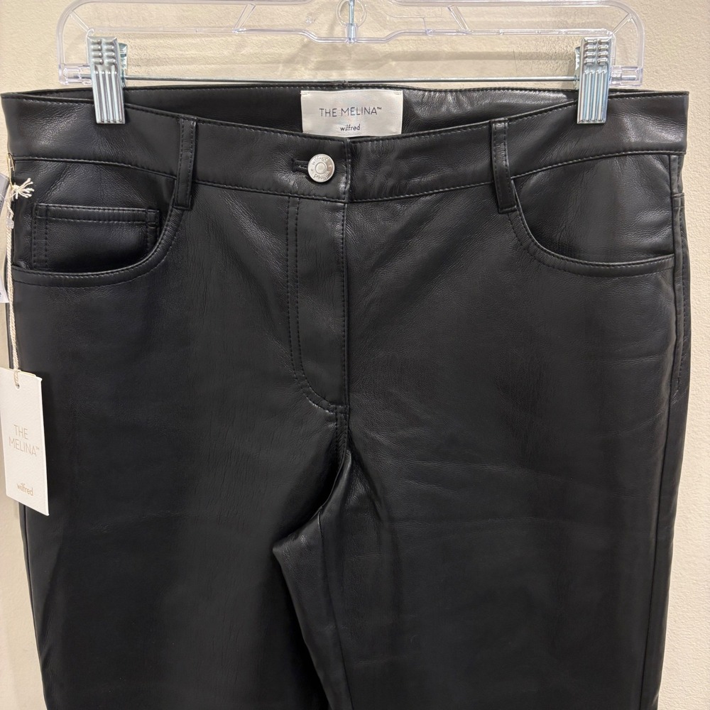 Aritzia Wilfred‎ The Melina Low-Rise Flare Pant Vegan Leather Black Size 10 NEW - Picture 5 of 9